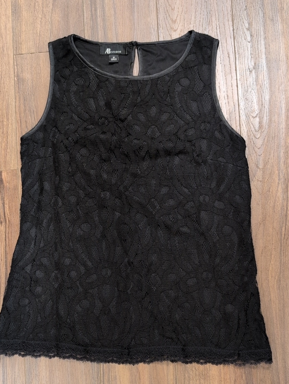 ABStudio Lace Overlay Tank Flowy With Keyhole